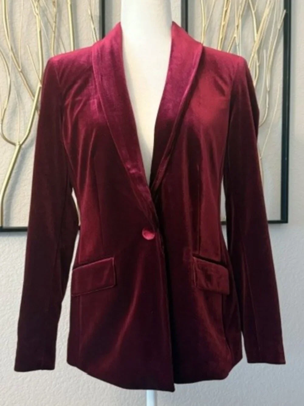 INC International Concepts Burgundy Velvet Blazer - Picture 2 of 10